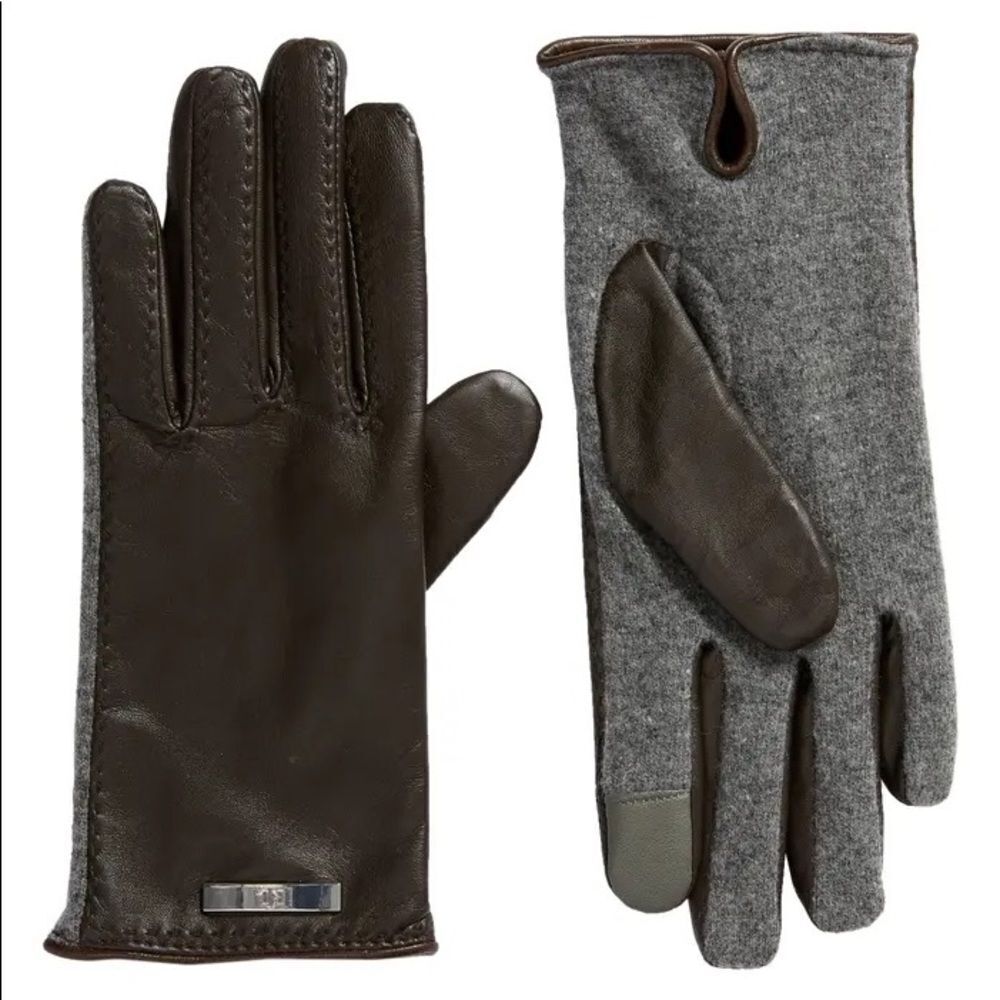 Women's Lauren Pick StitchedโMixed Media Touchscreen Gloves, Size Medium - Brown